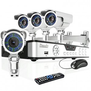 4CH H.264 DVR Video Audio Surveillance System with 500GB and 4 Sony CCD Weatherproof IR Cameras